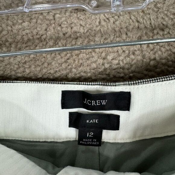 J. Crew Kate Straight Pants Women's 12 Green Plaid Italian Stretch Wool Trousers - Picture 8 of 12